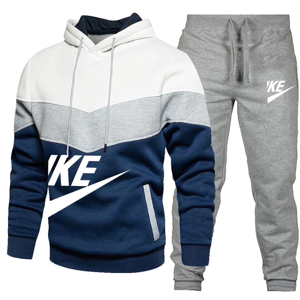 2024 New Men's Autumn Winter Sets Zipper Hoodie+Pants Pieces Casual Tracksuit Male Sportswear Brand Clothing Sweat Suit
