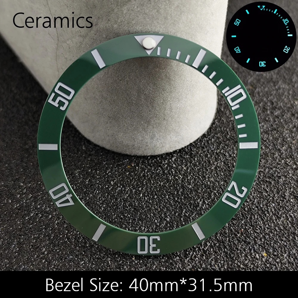 Blue Luminous Ceramic/Aluminum Watch Bezel Insert - Sloping 40mm