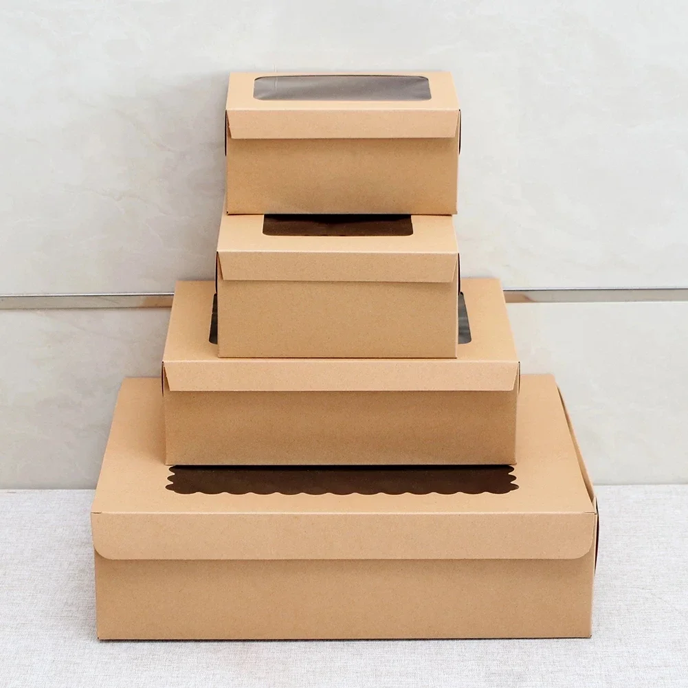10Pcs/set Portable Transparent Window Cupcake Box Cake Biscuit Cookie Package Boxes Pastry Packaging Dessert Container Gift Box dessert packaging boxes