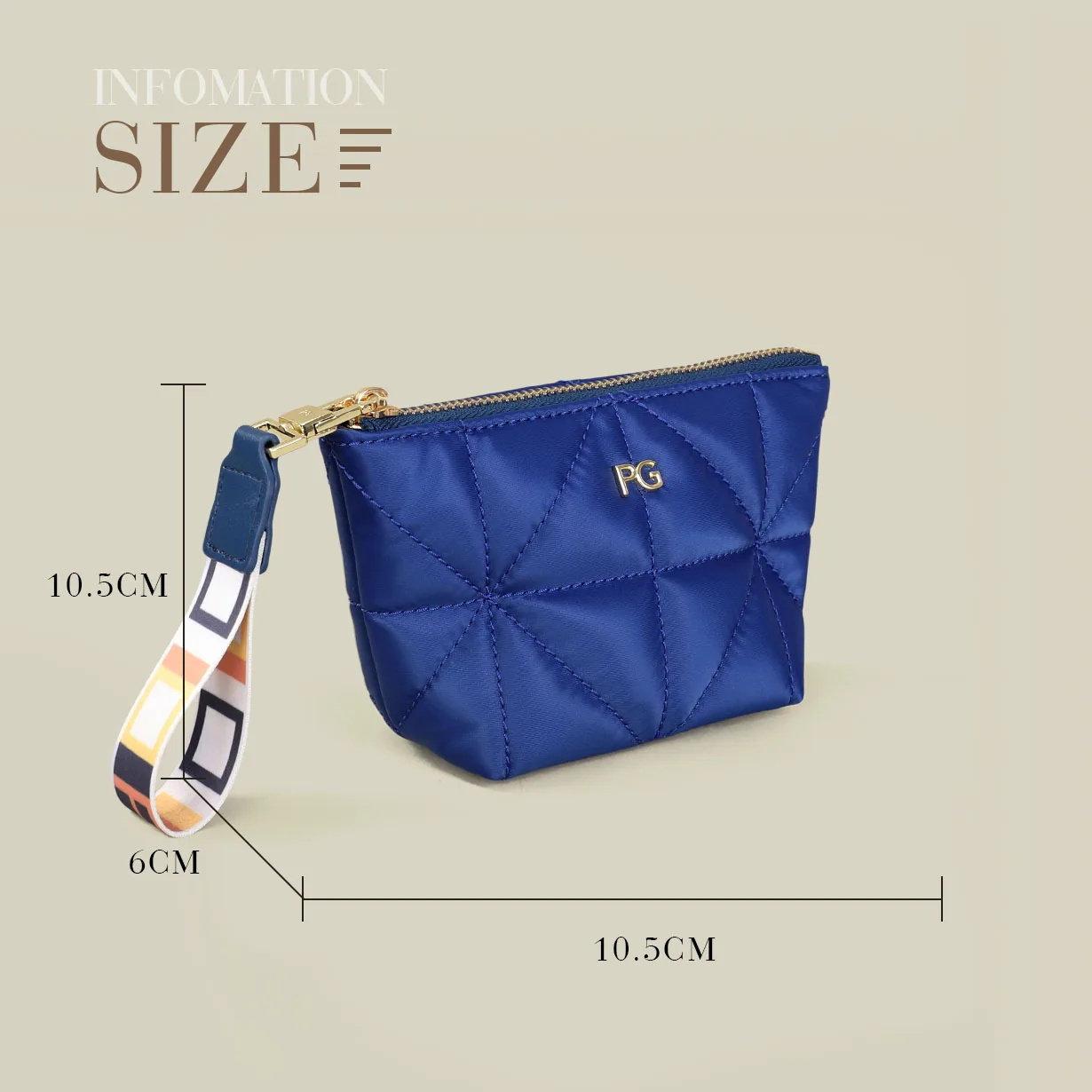 Compact nylon waterproof cosmetic bag front view