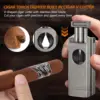 Scotte Cigar Lighter 4 Jet Flame,Refillable Butane Lighter with Cigar Cutter V Cut Cigar Punch Cigar Holder Cigar Draw Enhancer 3