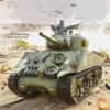 Remote Control Tank M4A3 Sherman RC Battle War Military Vehicle Metal Steel Gear Box Smoke Shooting Sound Effect Collection 6