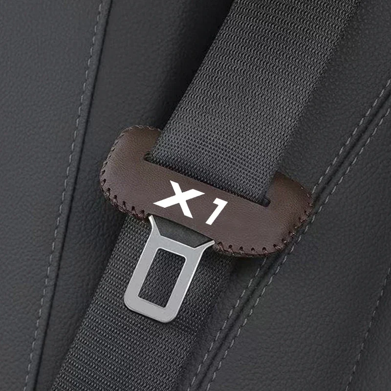 PU Leather Car Seat Belt Buckle Clip Cover Protector Anti-Scratch Case 2pcs For BMW X1