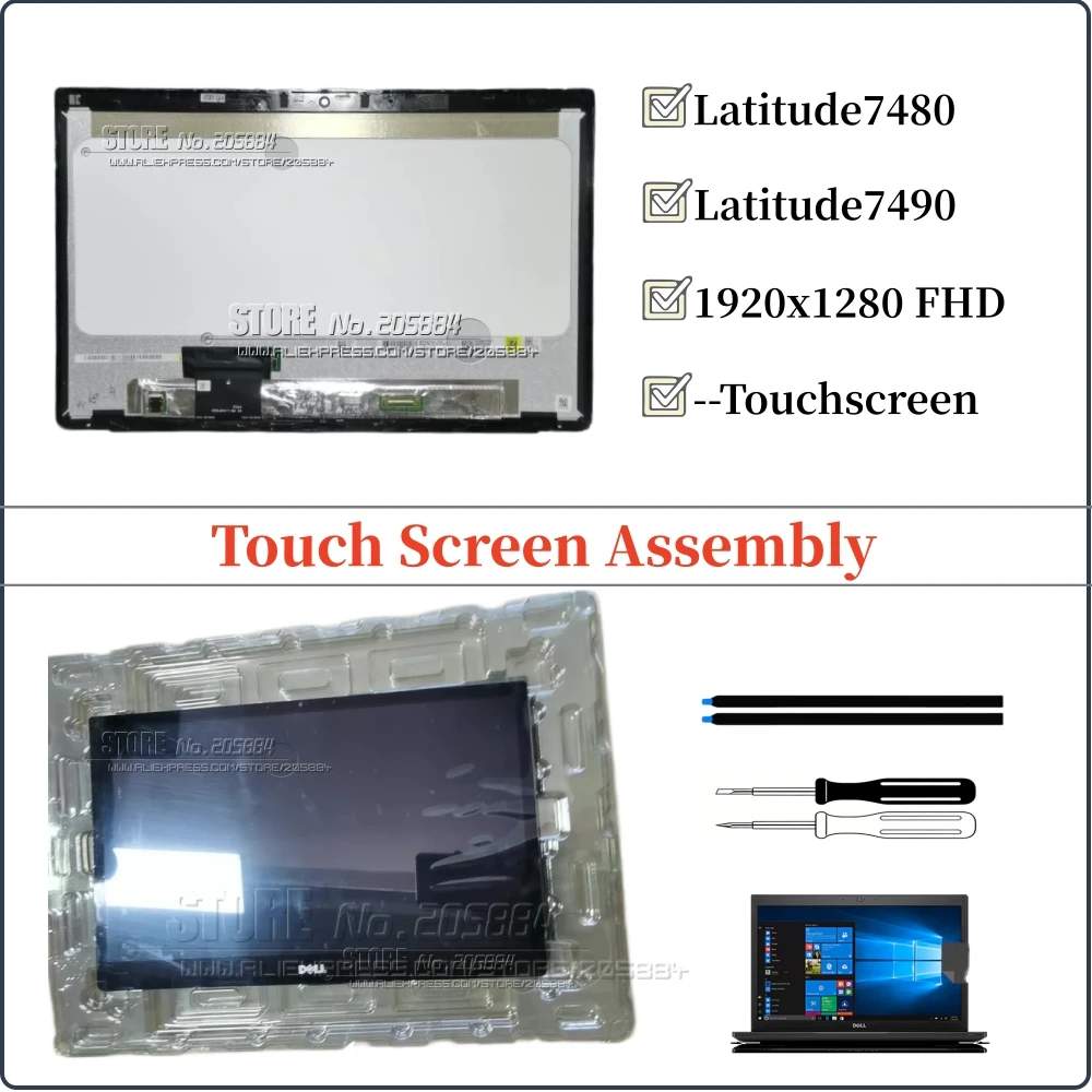 Tela LCD para Laptop Dell Latitude 7400 7410 7420 7430 7440 7450