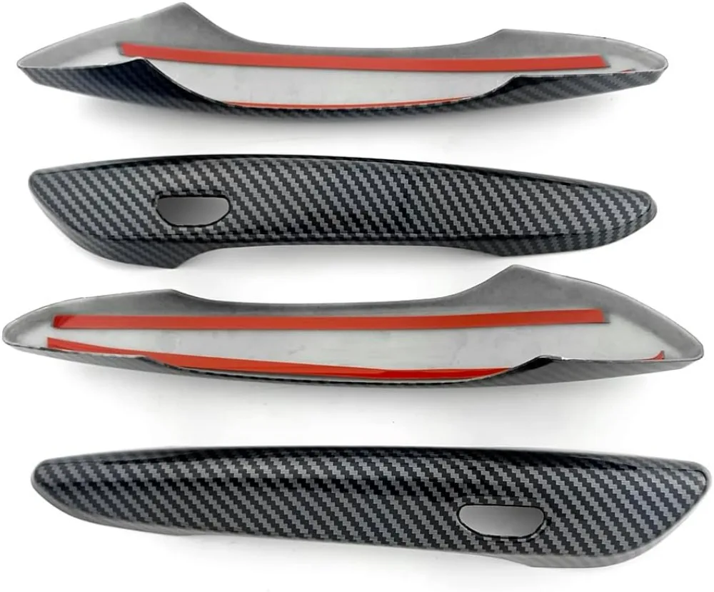 4x Black Chrome Carbon Fiber Exterior Car Door Handle Frame Panel Cover Trim ABS Sticker For Mazda 3 BP CX30 CX50 CX60 CX80 CX90
