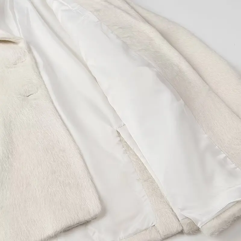 Streetwear Long Hairy Shaggy Blazer Boyfriend Retro Women Back Double Slit Front Pockets Loose Oversized Suit Fashion Coat