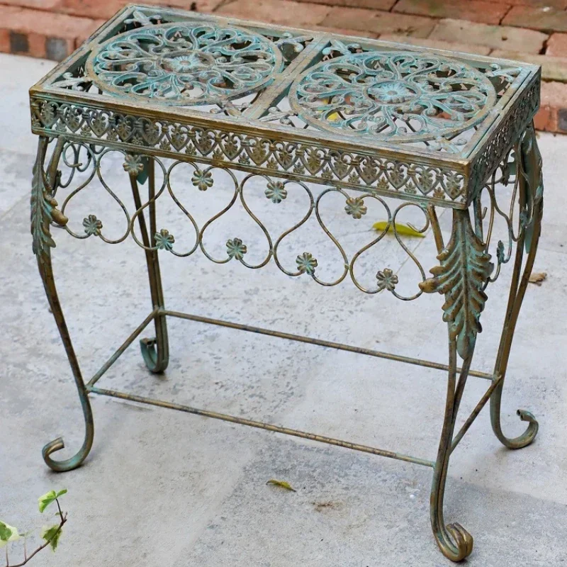 Garden Courtyard Flower Table Do Old Craft Shelf Decoration Ironwork Plant Stand Exquisite Hollowed Out Indoor Garden Decoration