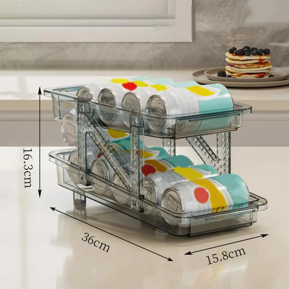 Drink Storage Holder Refrigerator Storage Rack Efficient Space-saving Double-layer Retractable Drink Storage For Refrigerator