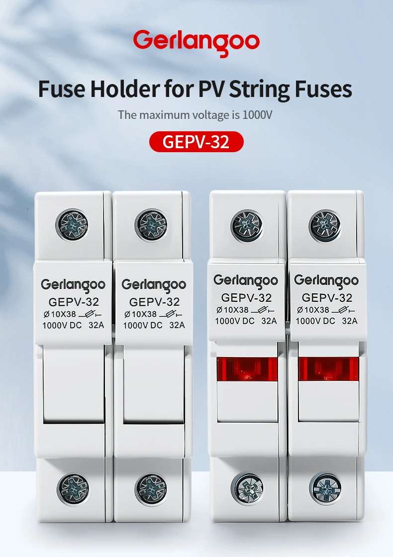 Ein Satz 2P Parallel-DC-Sicherungshalter 10*38mm Hochspannung Solar-PV 1000V 6A-32A Basis Photovoltaik-Systemschutz GPV – Detail 1