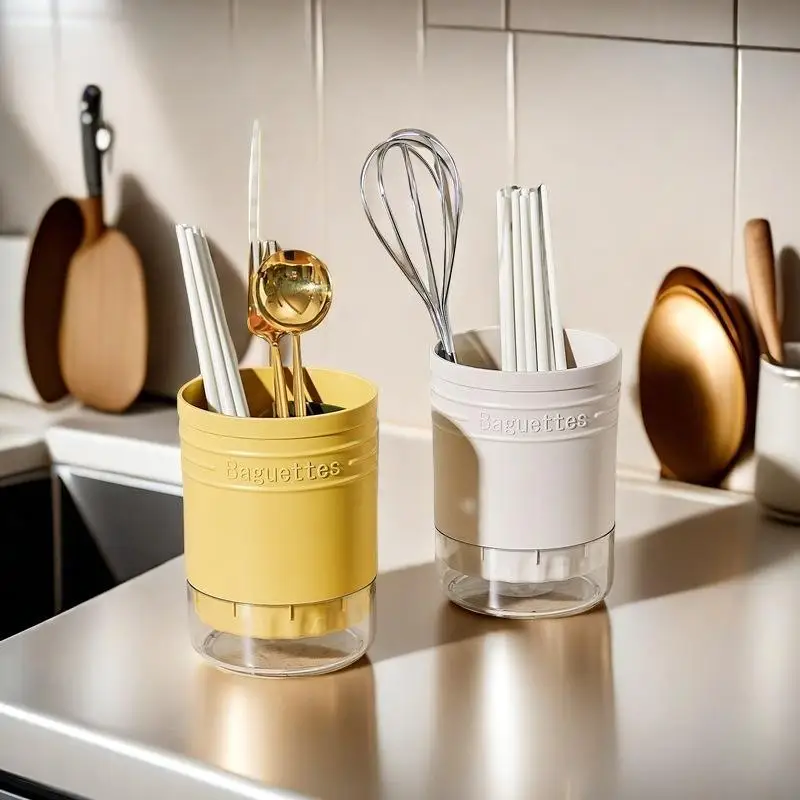 1개 식기 보관함 플라스틱 다기능 배수 젓가락 식기 칼 숟가락 포크 젓가락 용기 주방 도구