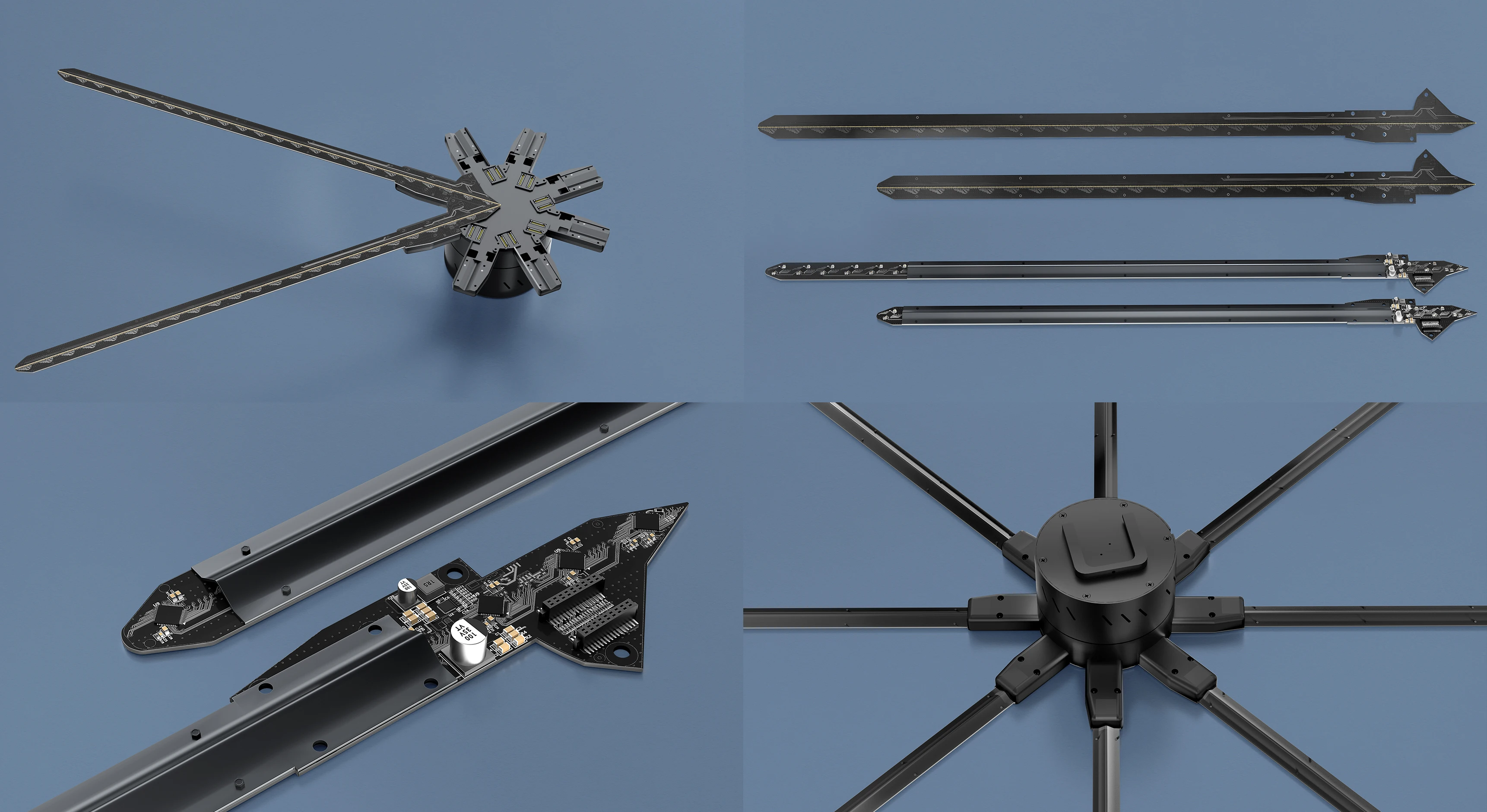 Description Picture 4 of item150cm 3D Holographic Fan Projection Wall-mounted WIFI Advertising Machine Large Size High Resolution 2048*2880 Hanging Image