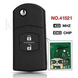 jingyuqin 2 Buttons 433MHz 4D63 Chip Folding Flip Remote Control Car Key For Mazda M3 M6 after 2011 MD3 No. 41521