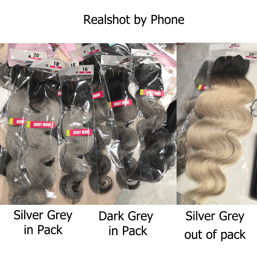 1B Silver Dark Grey Pink Rose Golden Ombre Body Wave Hair Bundles Human Hair 1/3/4 Bundles Remy Weave Extension