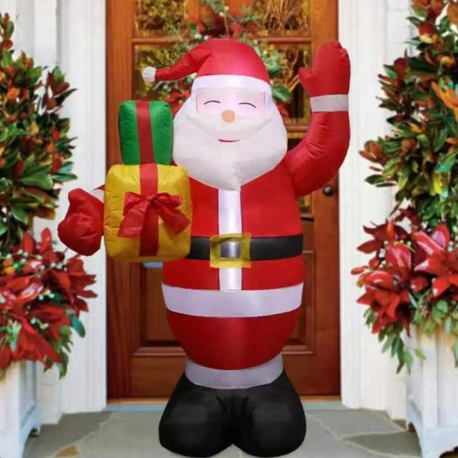 【New】4.92ft Inflatable Outdoor Santa Decoration with Built in LEDs for Holiday Yard Garden Blow Up Standing Santa