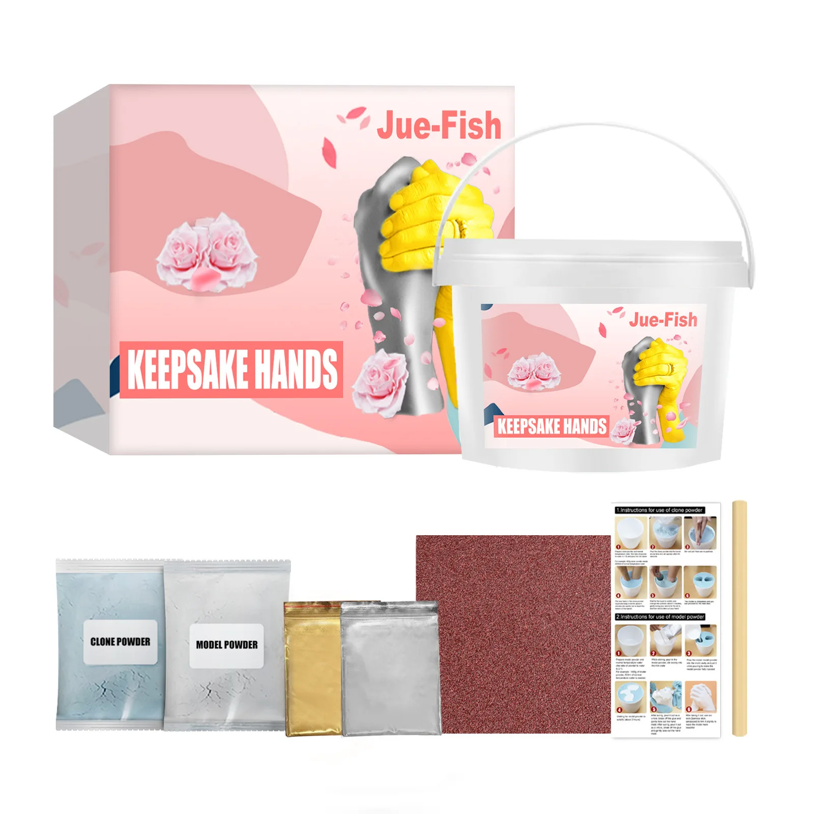 3D Hand Model DIY Kit with Clone Powder Unique Mother's Day Valentine's Gift for Couples Baby Handprint Keepsake Clay Craft Set