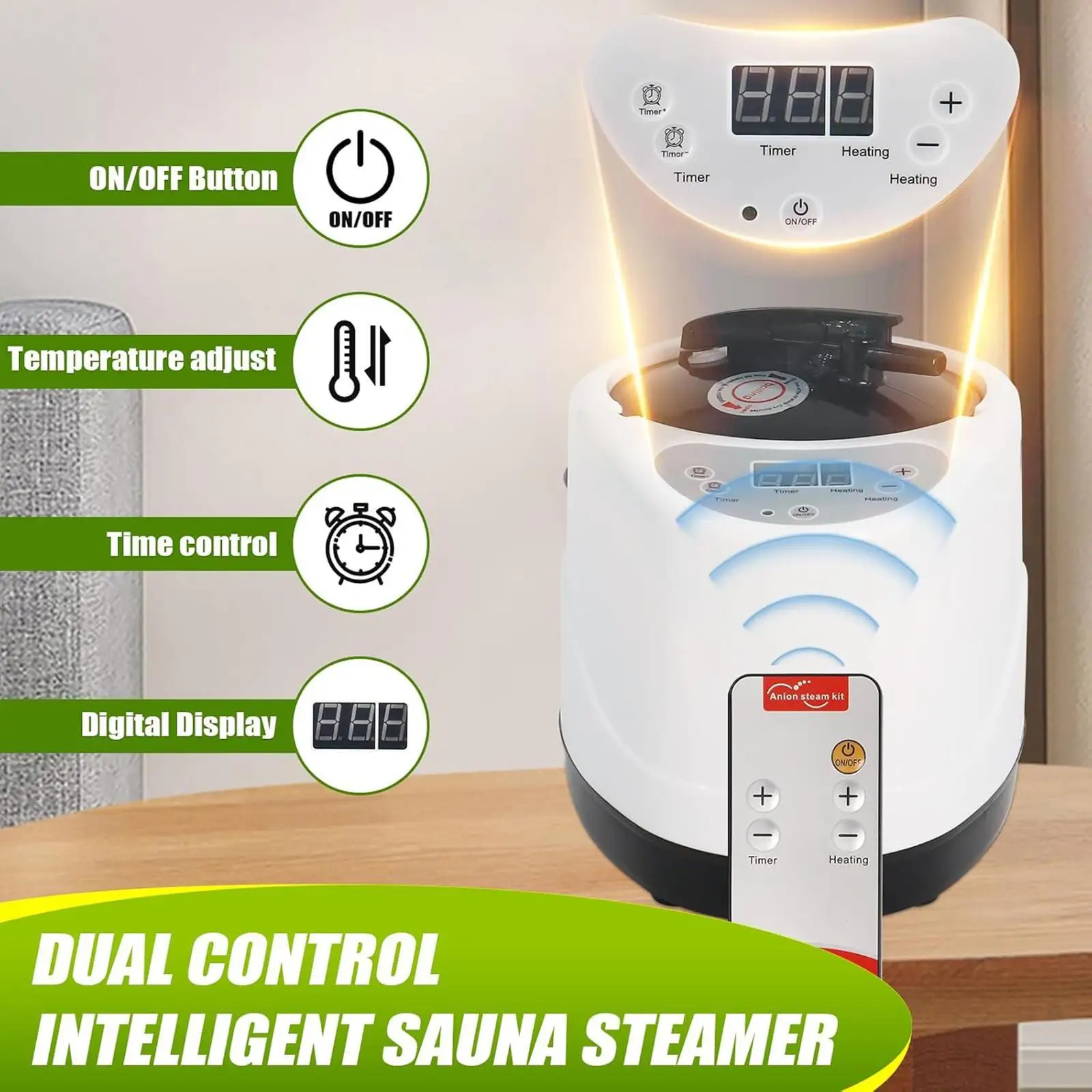 3L Sauna Steamer Stainless Steel Liner Large Capacity Sauna Steamer Pot, Home SPA Accessories with Remote Control for SPA Hotel 3L Sauna Steamer Stainless Steel Liner Large Capacity Sauna Steamer Pot, Home SPA Accessories with Remote Control for SPA Hotel