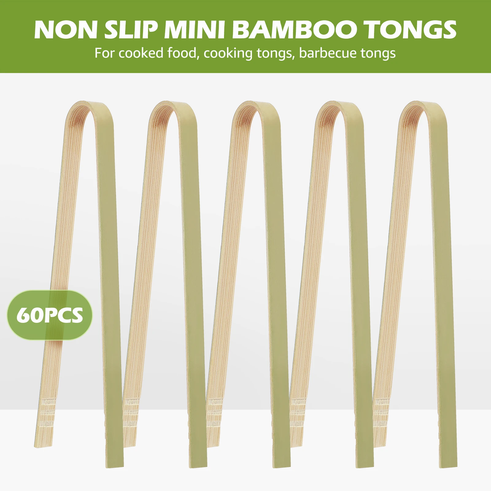 Wooden Tea Clip Tongs Bamboo Salad Food Toast Bend Clip Straight Clips Food Cooking Tongs Kitchen Accessories Bread 60Pcs