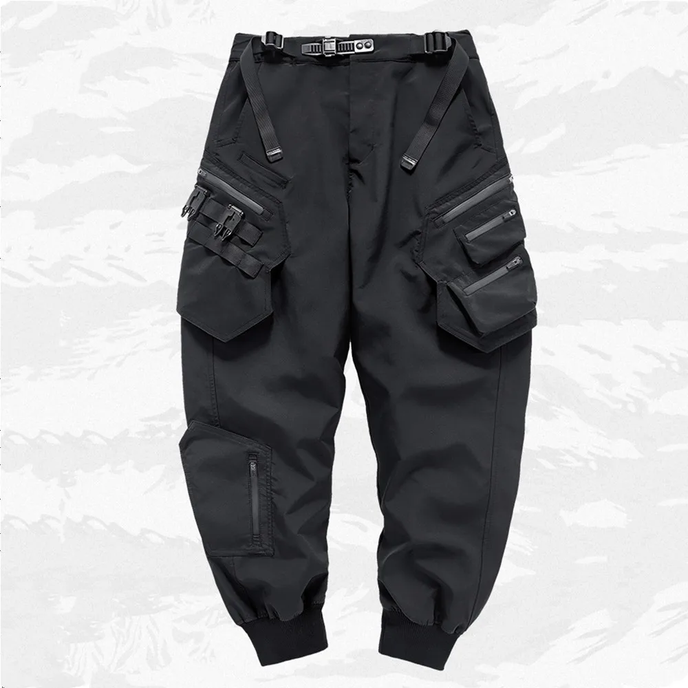 Casual Sports Pants Multi-pocket Functional Hip Hop Cargo Pants Paratrooper Tactical Techwear Adjustable Waistband Men Street Trousers