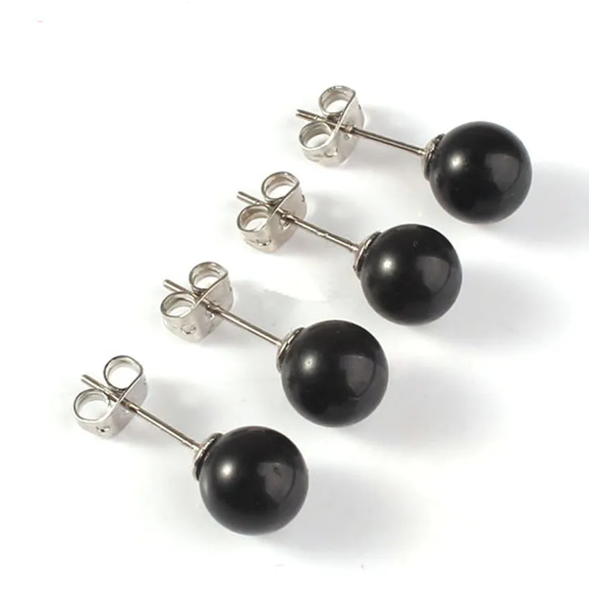 8mm Natural Stone Stainless Steel Stud Earring Tiger Eye Opal Rose Quartz Earrings for Women Girl Jewelry