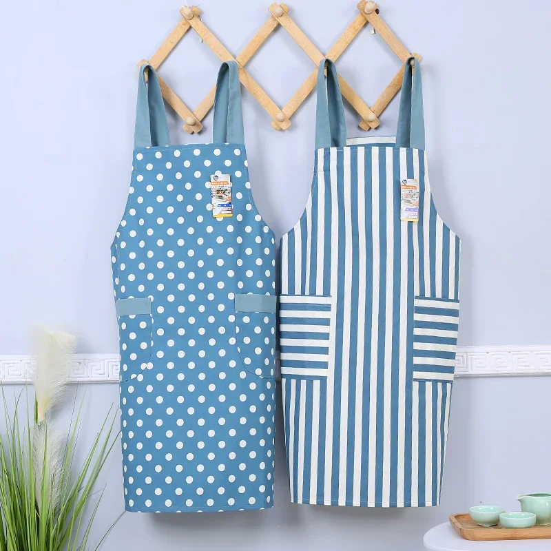 Small Fresh Striped Polka Dot Japanese Style Cotton Fabric Apron Kitchen Home Work Clothes Half Vest Apron