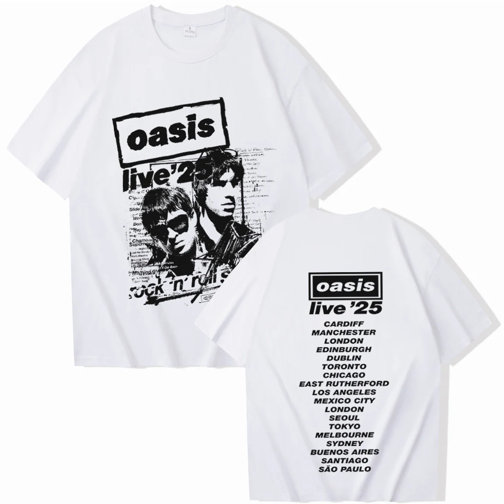 新品XXL！OASIS 2025 LIVE TOUR オフィシャルTシャツ白 Oasis Live 25 Tour 2025 T-shirt Fans Gift Harajuku Unisex