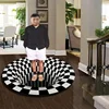 3D Round Carpets for Living Room Simple Black&White 3D Stereo Vision Carpet Area Rugs Geometric Anti-Skid Home Bedroom Floor Mat 6