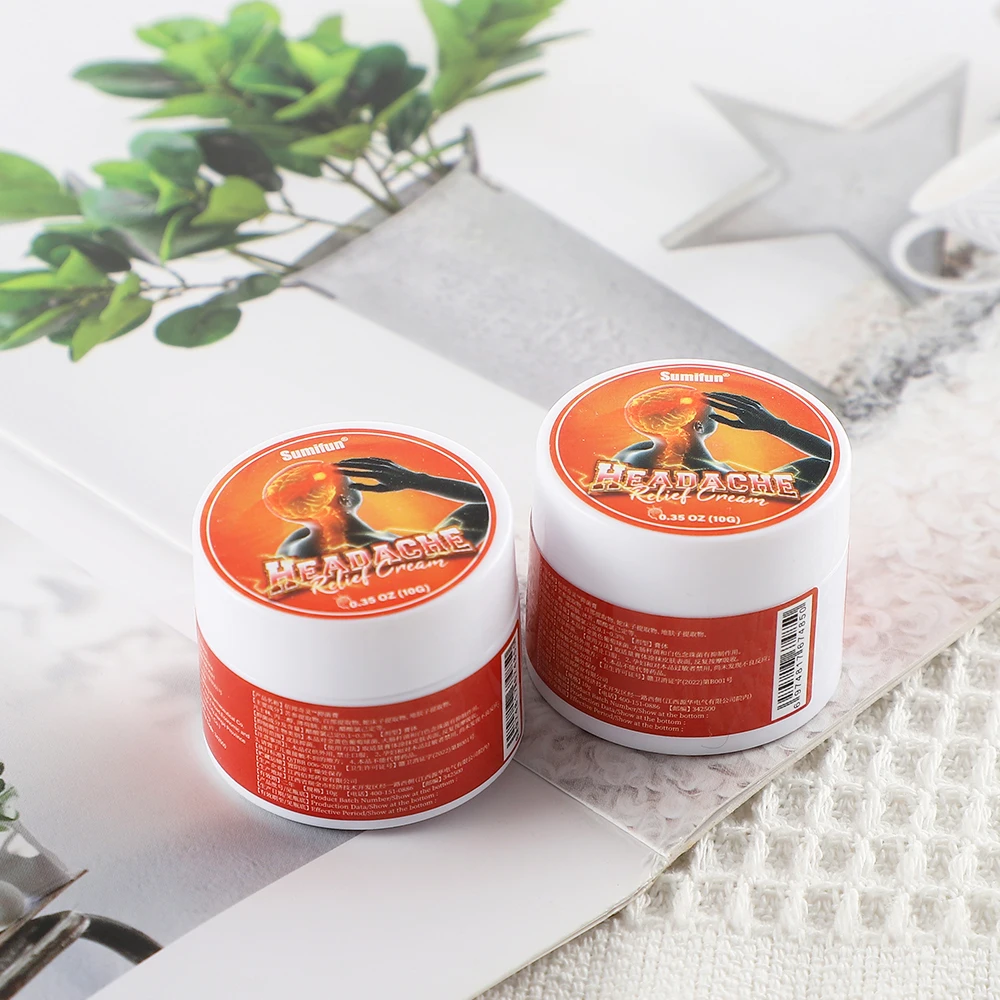 Headache Treatment Cream Tinnitus Migraine Relief Ointment Relax Nerve Soothing Pain Dizziness Refreshing MedicalPlaster10g 2pcs
