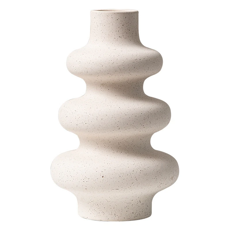 

Hot SV-Nordic Ceramic Vase Beige Plant Pot Home Decor Flower Arrangement Garden Living Room Office Desktop Decoration Crafts