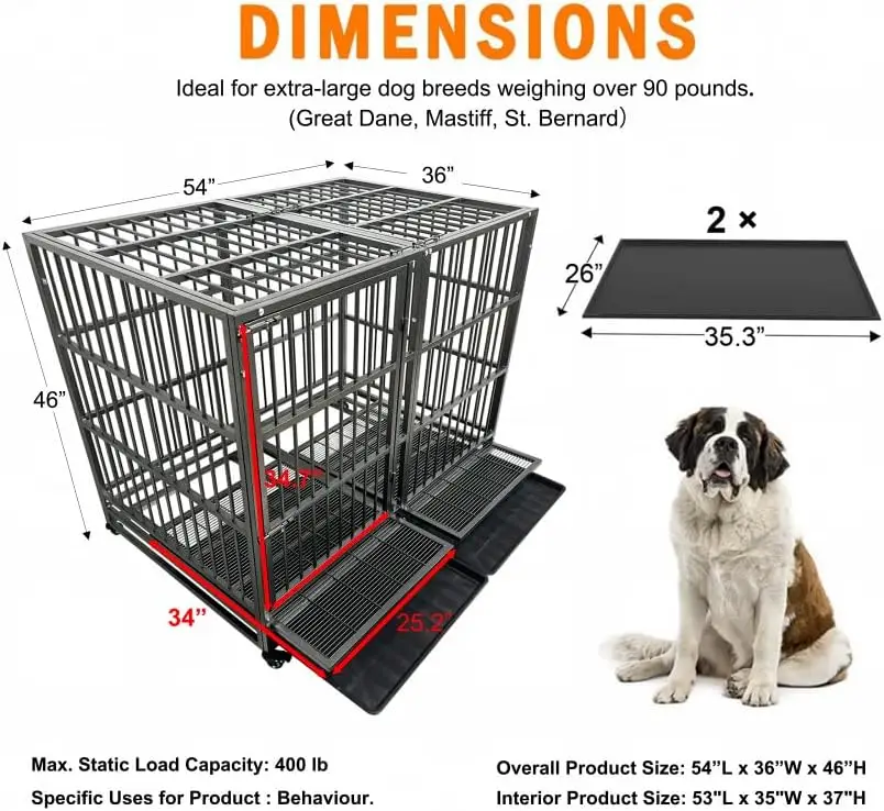 Great Dane Large Indoor Dog Kennels 54/48/42/38 Inch Heavy Duty