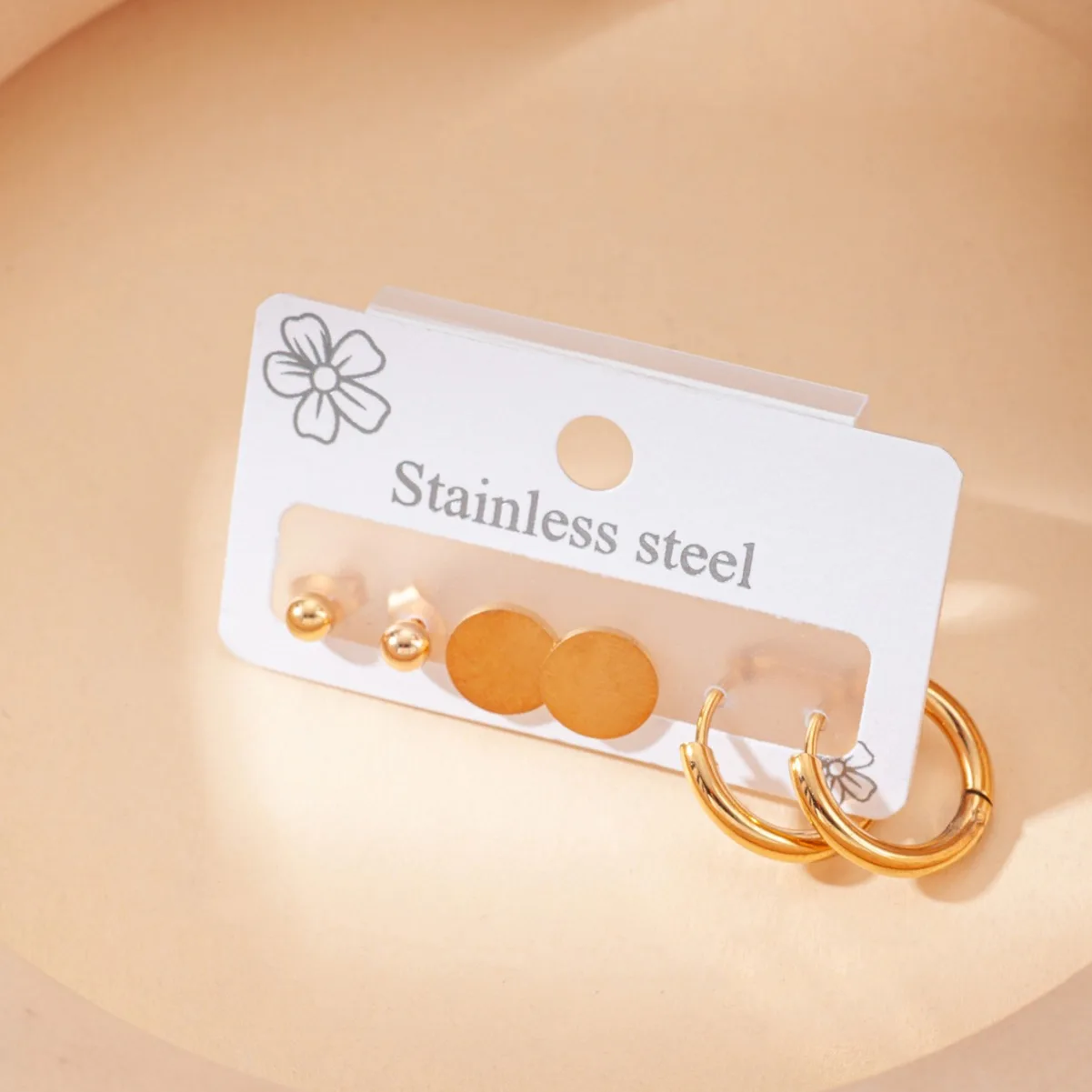 Luxury 316L Stainless Steel 3pair/set Zircon Stud Earring for Women Simple Jewelry Gifts 2