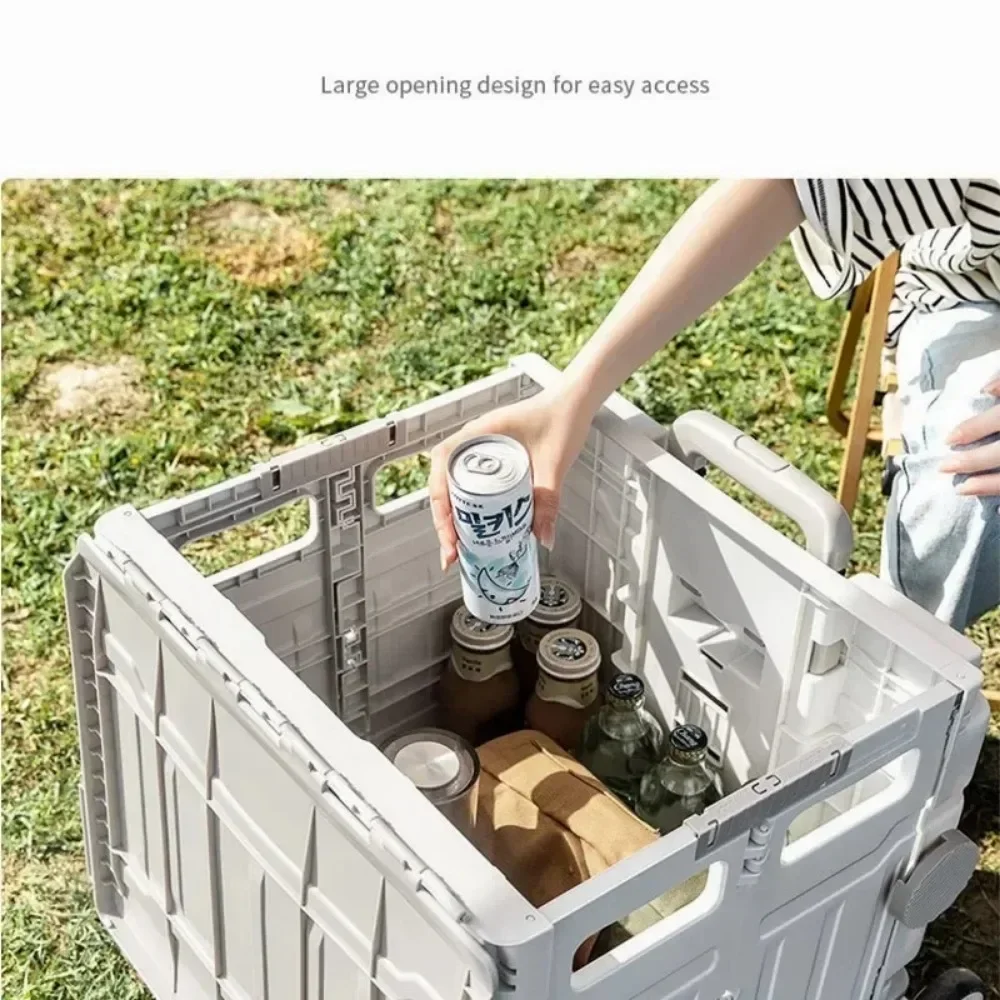 Portable Shopping Cart Outdoor Folding Hand Pushed Camping Cart Vegetable Basket Pull Back Shopping