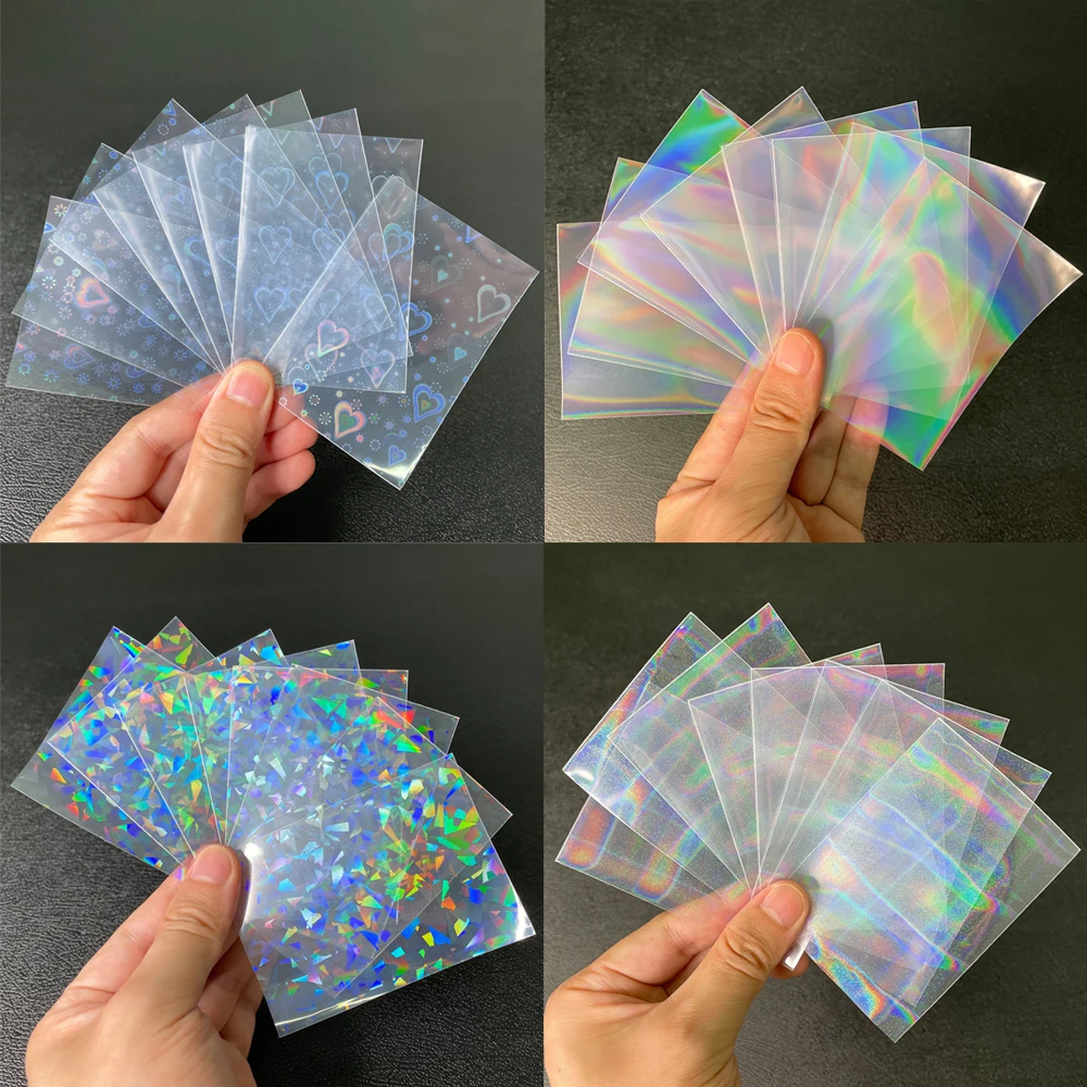 100pcs/Lot Heart-shaped Foil Laser Top Loading TCG Card Sleeves YGO Board Game Photo Protector Trading Cards Shield Cover card sleeves