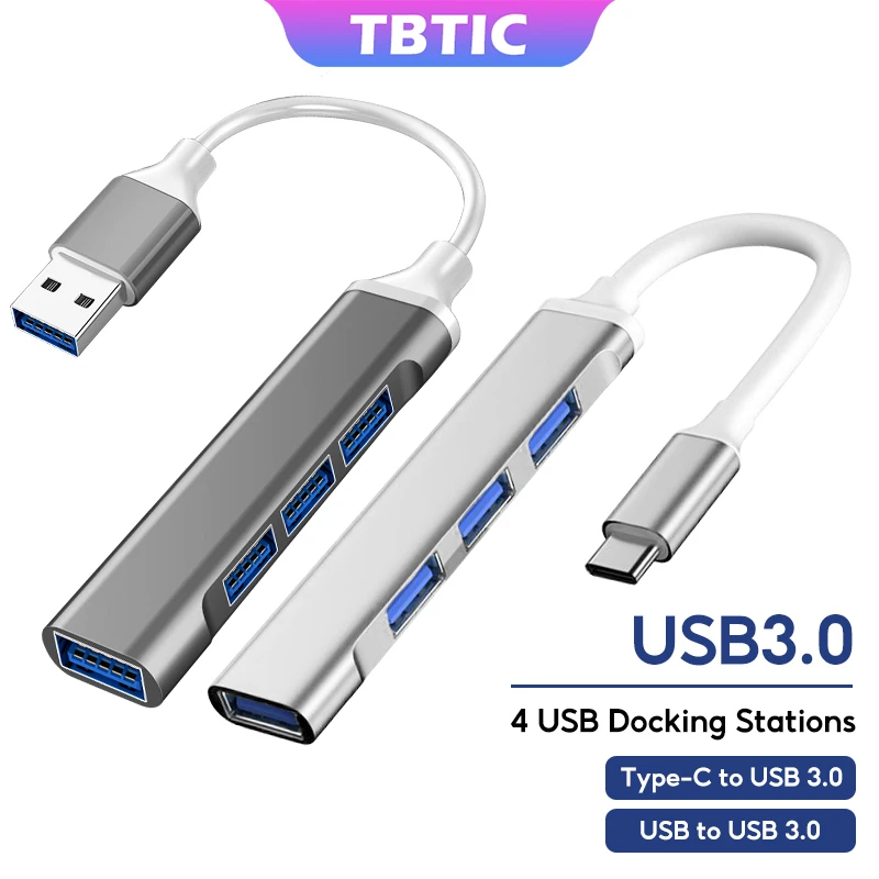 TBTIC USB C HUB 3.0 Type C 3.1 4 Port Multi Splitter Adapter OTG for Xiaomi Macbook Pro 13 15 Air Pro PC Computer Accessories