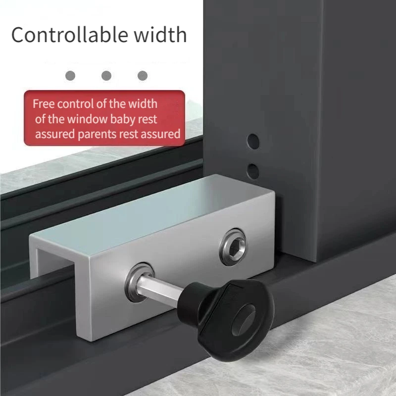 2pc Silver Window positioner Limit holding artifact Children's sliding window door latch safety lock Window slide fastener