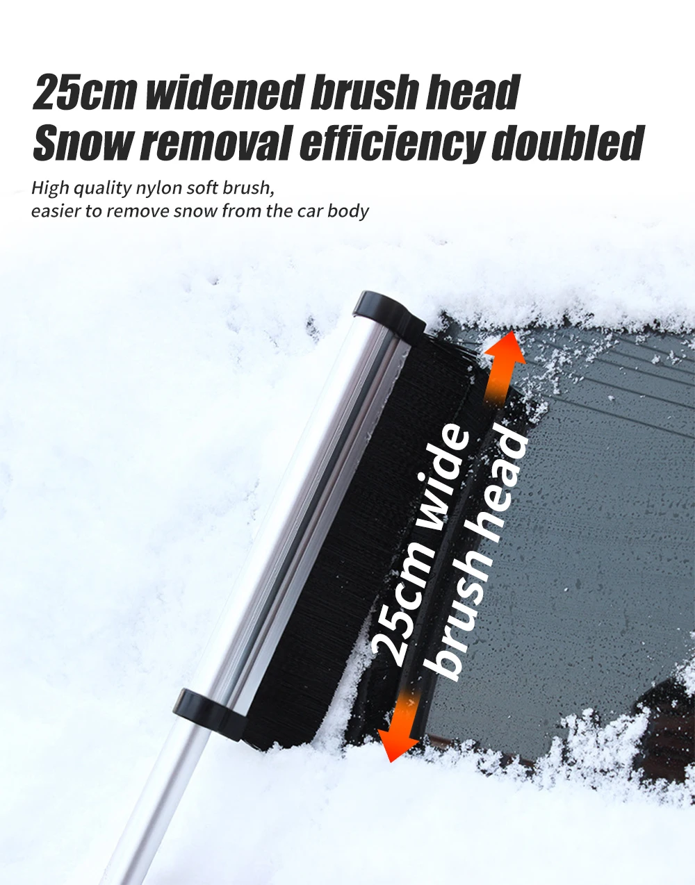 2-in-1-Auto-Eiskratzer und Schneebürste, Auto-Schaber, Schneebürste, Fensterreiniger, ergonomischer Schaumstoffgriff für Auto, LKW, SUV, ATV, SSV – Detail 5
