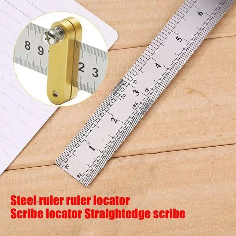 Steel Ruler Positioning Aluminum Alloy Block Woodworking Scribe Drawing Mark Line Gauge Carpenter DIY Measuring Carpenter Tools