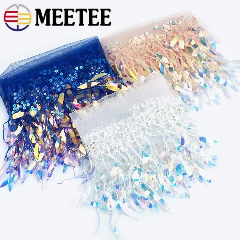 1/2/5Yards 15cm Mesh Sequins Tassel Lace Trim Farbic Fringe Ribbon for Stage Dress Curtain DIY Garment Sewing Accessories lace ribbon lace fabric lace sewing accessories lace sewing supplies lace accessories lace garment accessories clothing craft accessories tassel trim lace
