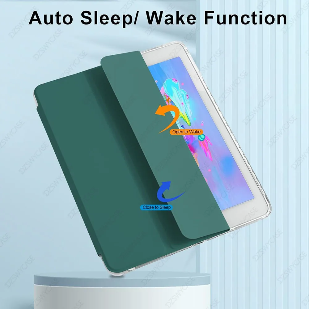 Premium iPad 9.7 Slim Case with Pencil Holder and Auto Sleep/Wake功能，透明背壳设计
