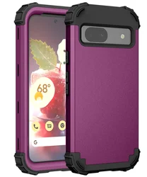 3-in-1 Heavy Armor Shockproof Silicone & Hard Plastic Protective Case for Pixel 6 Pro (Purple)