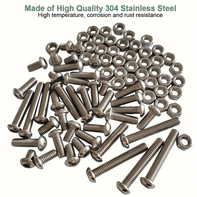 100 Tornillos De Nailon M3 Con Tuerca, Cabeza Redonda Cruciforme, 5 Mm De Longitud - Ideales Para Madera Y Ambientes Húmedos