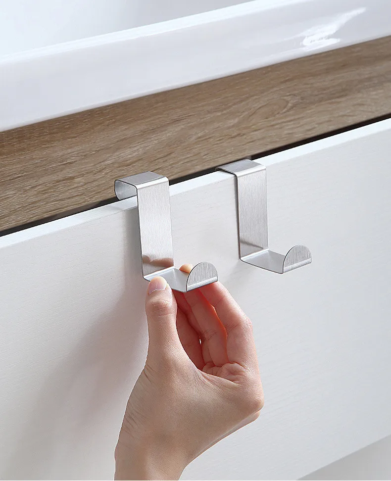 Description Picture 6 of itemS-Shape Cabinet Door Hook Stainless Steel Hanger Key Storage Hook Punch-Free Home Kitchen Bathroom Door Rear Organizer Gifts