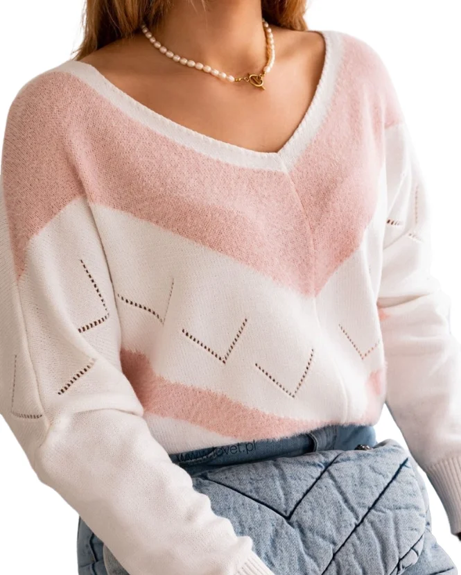 

Women sweater V-Neck Batwing Sleeves Sweaters 2023 Autumn New Versatile Chevron Colorblock Y2K Fashion Casual Knit Sweater
