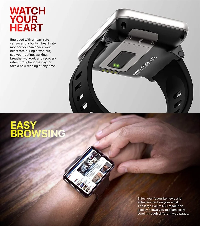 Rainbuvvy DM100 4G LTE Smart Watch Android 7.1 3GB RAM 32GB ROM 5MP Camera IPS 2700mah Battery 2.86 inch Touch Screen Smartwatch 2