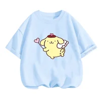 Kawaii Anime Pom Pom Purin Cute Cartoon Short Sleeve T-shirt Summer New Cotton Loose Kids Half-sleeved Top Birthday Gift 1