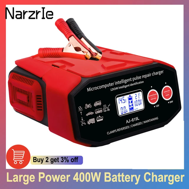 Große Power 400W Batterie Ladegerät 12V/24V Intelligente Puls Reparatur  Maschine Blei-säure Batterie für auto SUV Lkw Boot Motorrad - AliExpress