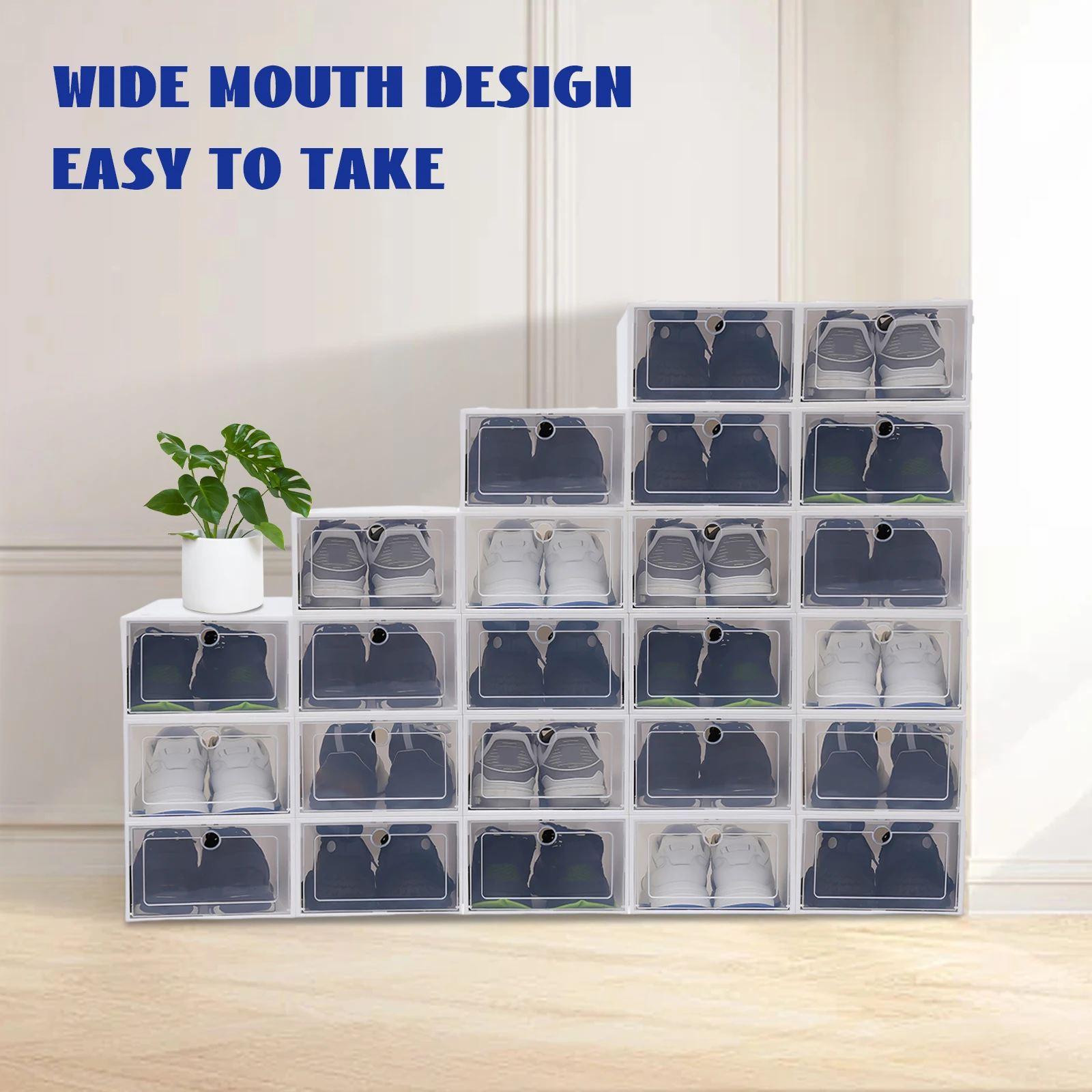 24pcs Plastic Shoe Box Set Foldable Storage Clear Home Use