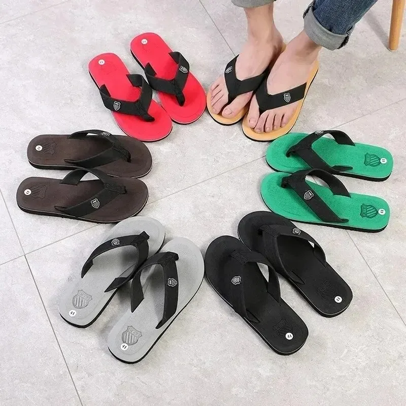 High Quality  Men Flip Flops Beach Sandals Non-Slip Casual Flat Shoes Slippers Indoor House Shoes For Men Outdoor Slides - 4
