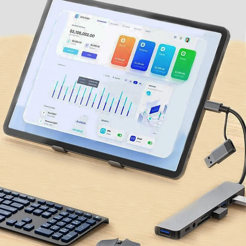 High-Speed USB-C Hub Docking Station Splitter for Computers and Devices