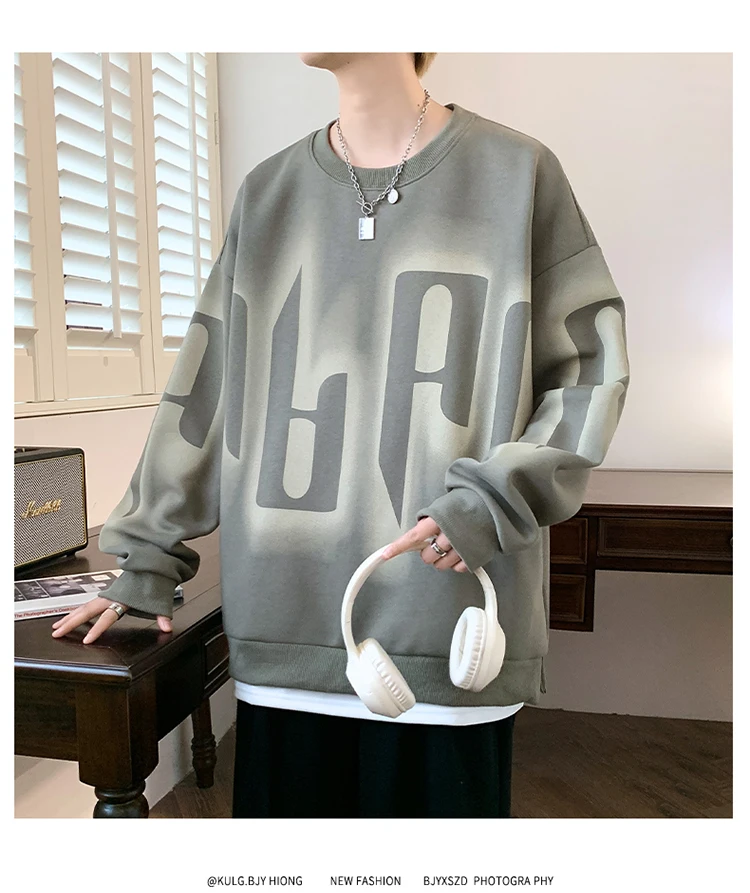Modische Herren-Freizeit-Baumwoll-Hoodies 2026 Frühling Herbst Jugend Locker Sitzende Sweatshirts Streetwear Pullover Outdoor Pull-On Oberteile Kleidung – Detail 9