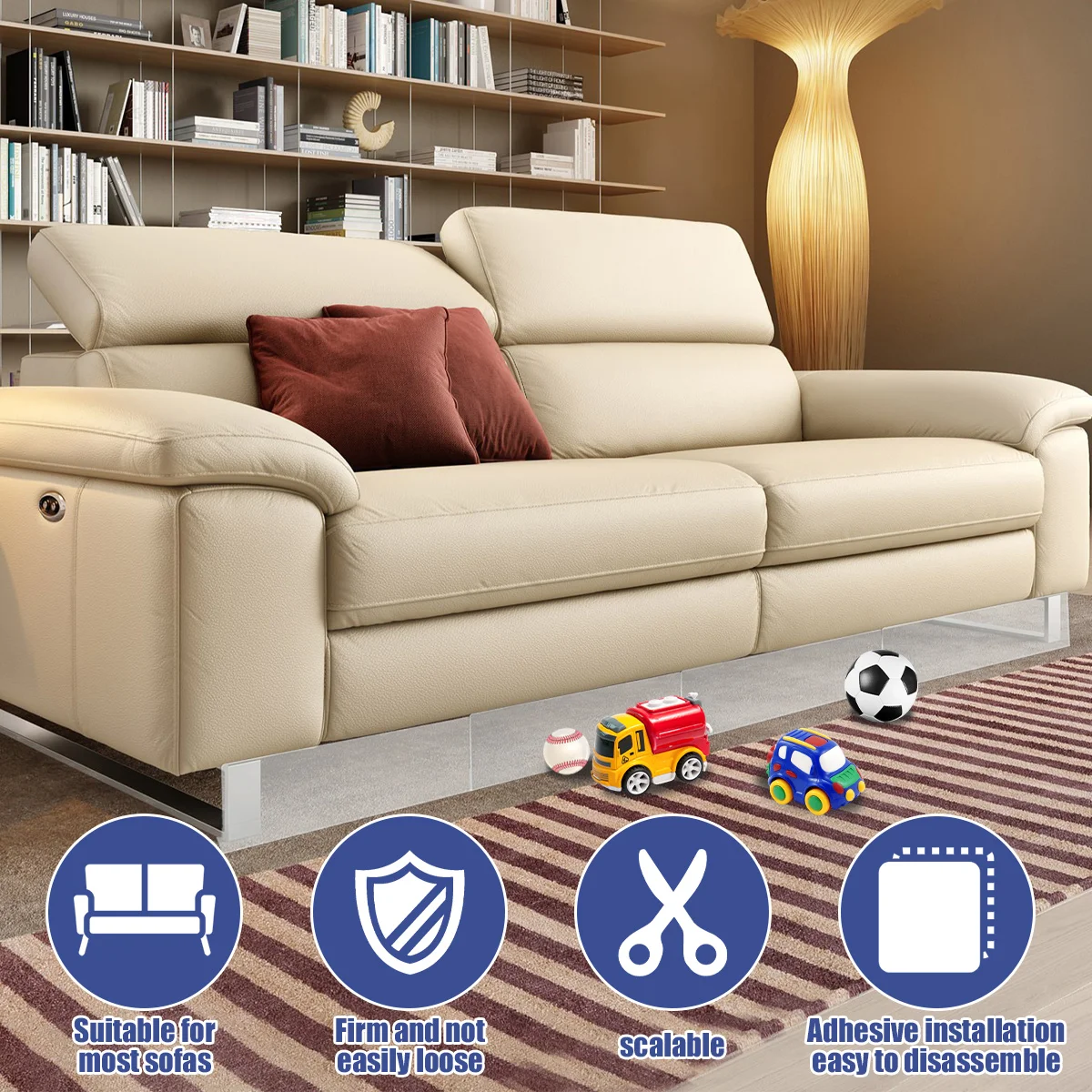 7Pcs Clear Under Couch Blocker L-Shape Pet Barrier Blocker with Adhesive PVC Transparent  Waterproof Toy Blocker for Bed Sofa